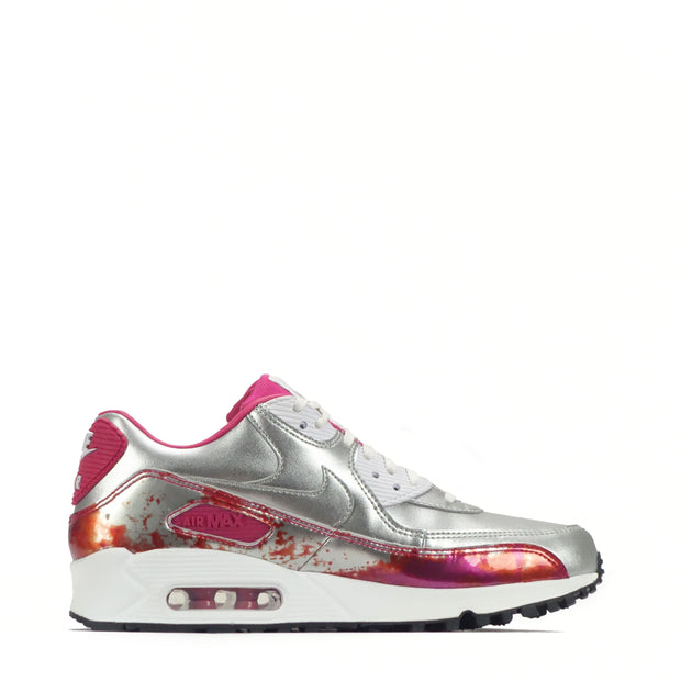 Nike Air Max 90 Premium QS Women's Trainers, Silver/Pink